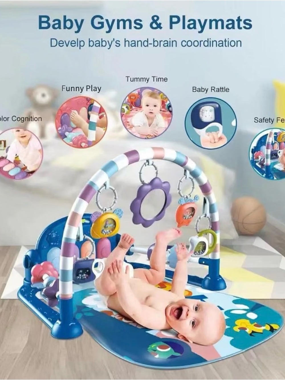 Baby Play Mat with Hanging Rattles